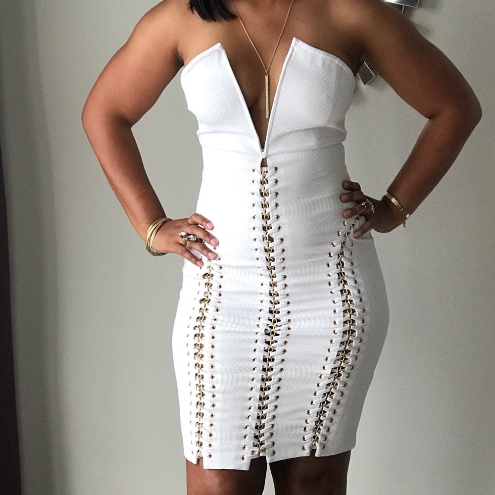 White Chain Detail Dress